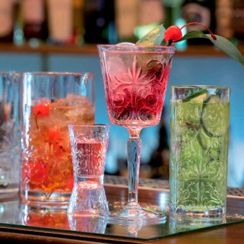 12 Tumbler Alti Bicchiere Highball Cocktail o Acqua Decorato di Lusso - Destino