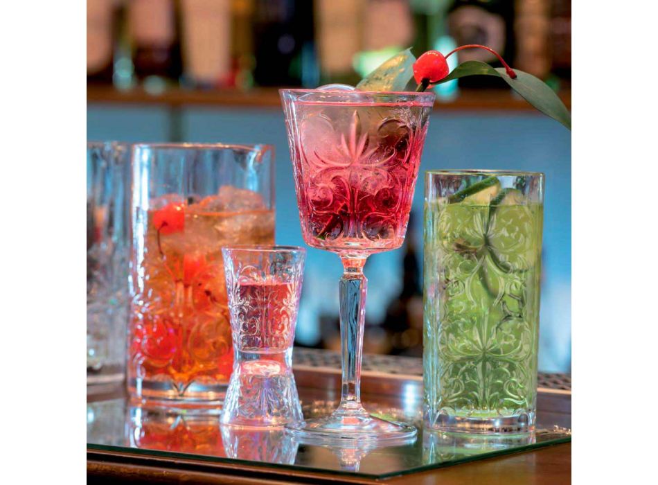 12 Tumbler Alti Bicchiere Highball Cocktail o Acqua Decorato di Lusso - Destino Viadurini