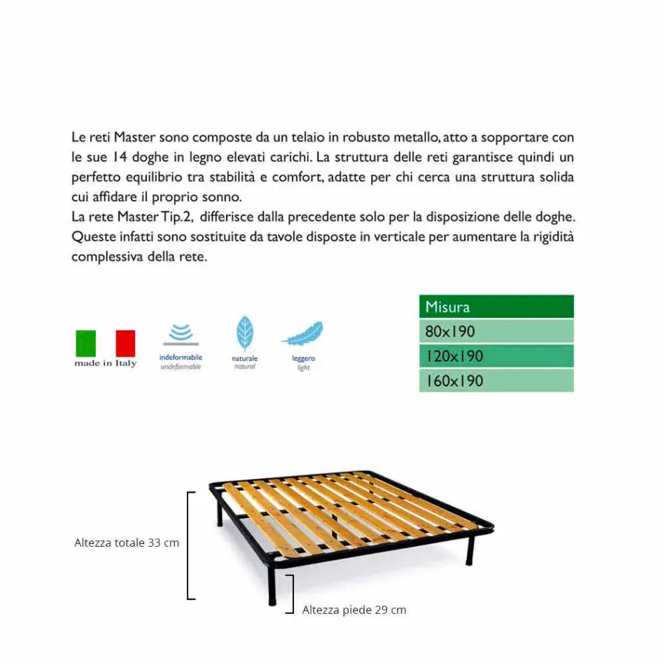 Rete Matrimoniale con Doghe Verticali Bio Comfort 2 Viadurini