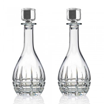 2 Bottiglie con Tappo per Vino Design Rotondo in Cristallo Decorato - Fiucco