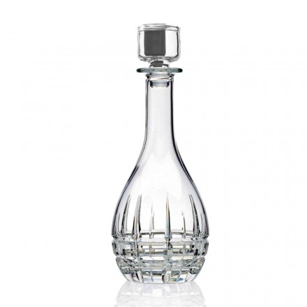 2 Bottiglie con Tappo per Vino Design Rotondo in Cristallo Decorato - Fiucco Viadurini
