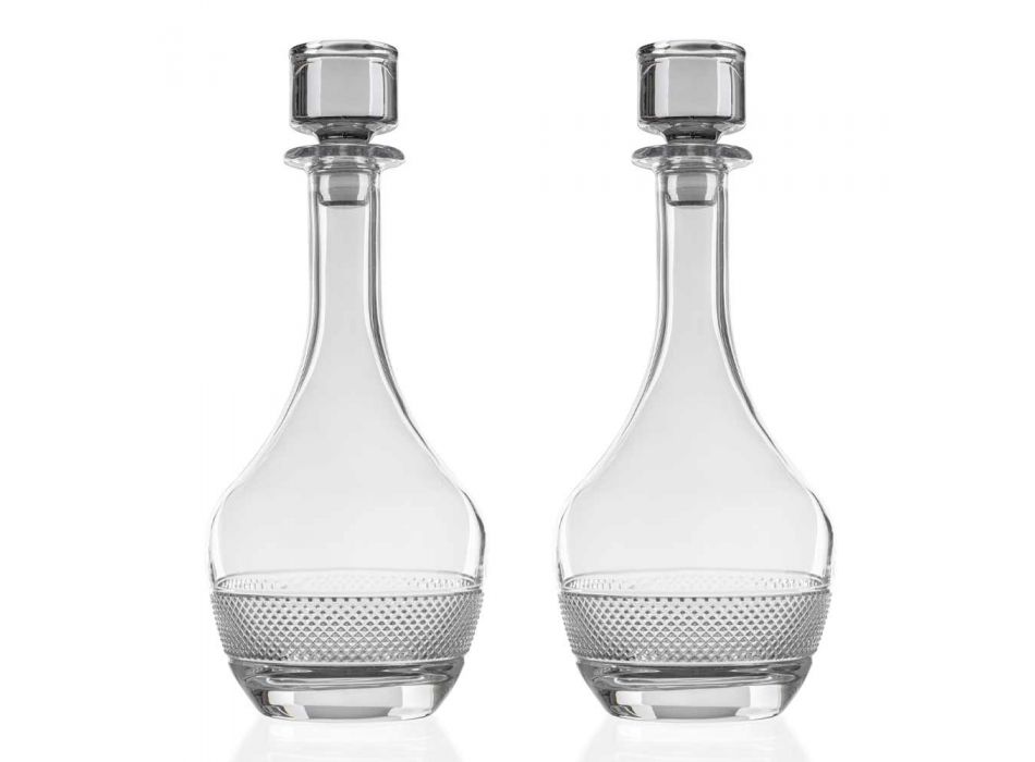 2 Bottiglie da Vino con Tappo in Cristallo Ecologico Design Rotondo - Milito Viadurini