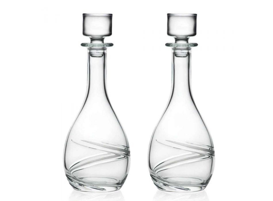 2 Bottiglie da Vino e Tappo di Eco Cristallo Decorato a Mano di Lusso - Ciclone
