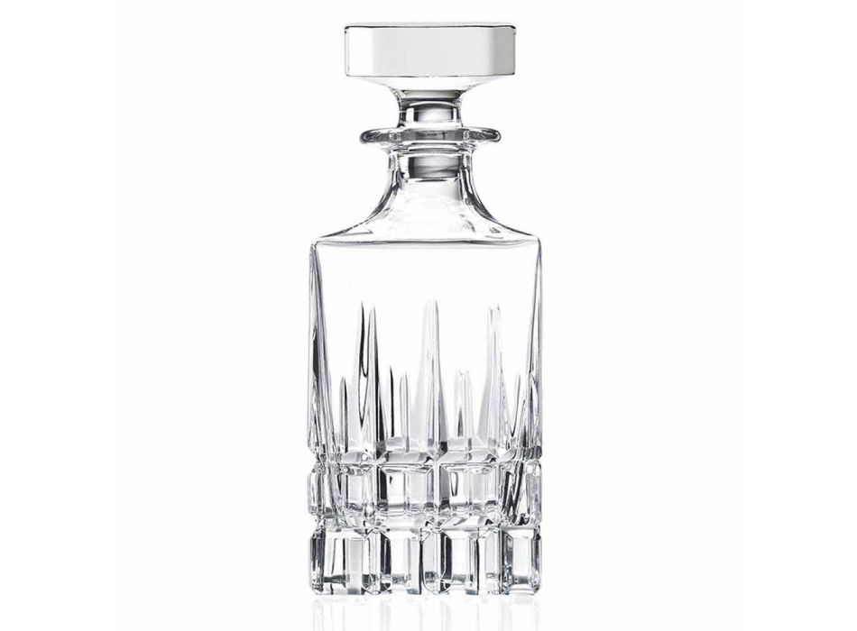 2 Bottiglie da Whisky con Tappo in Cristallo Design Squadrato con Tappo - Fiucco Viadurini
