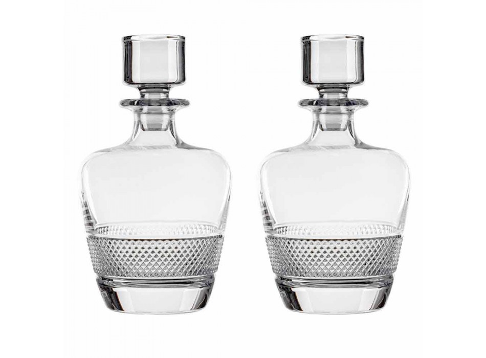 2 Bottiglie da Whisky Decorata in Cristallo Ecologico Design Elegante - Milito