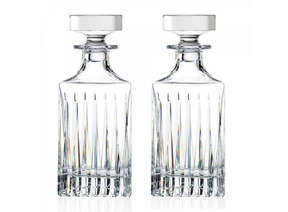 2 Bottiglie da Whisky di Cristallo con Molatura Manuale Made in Italy - Voglia