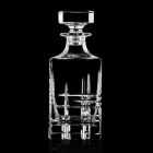 2 Bottiglie per Whisky con Tappo Design Quadrato Decorato in Cristallo - Aritmia Viadurini