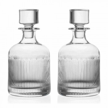 2 Bottiglie per Whisky con Tappo in Cristallo Ecologico Design Vintage - Tattile