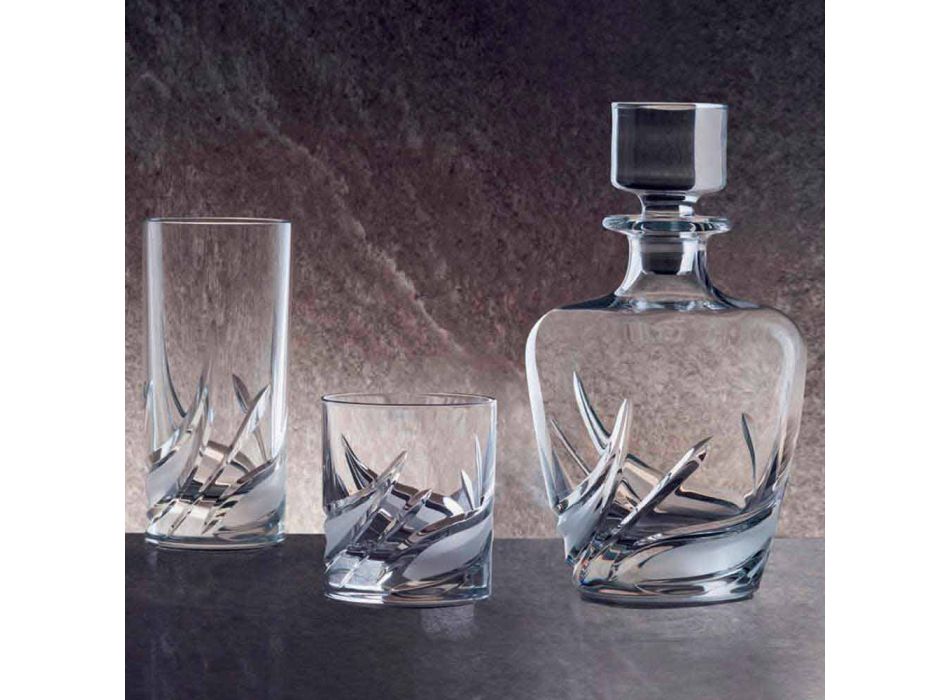 2 Bottiglie per Whisky in Cristallo con Tappo Design di Lusso Decorato - Avvento