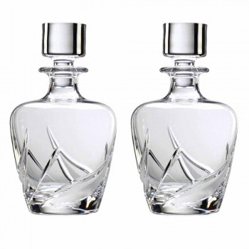 2 Bottiglie per Whisky in Cristallo con Tappo Design di Lusso Decorato - Avvento