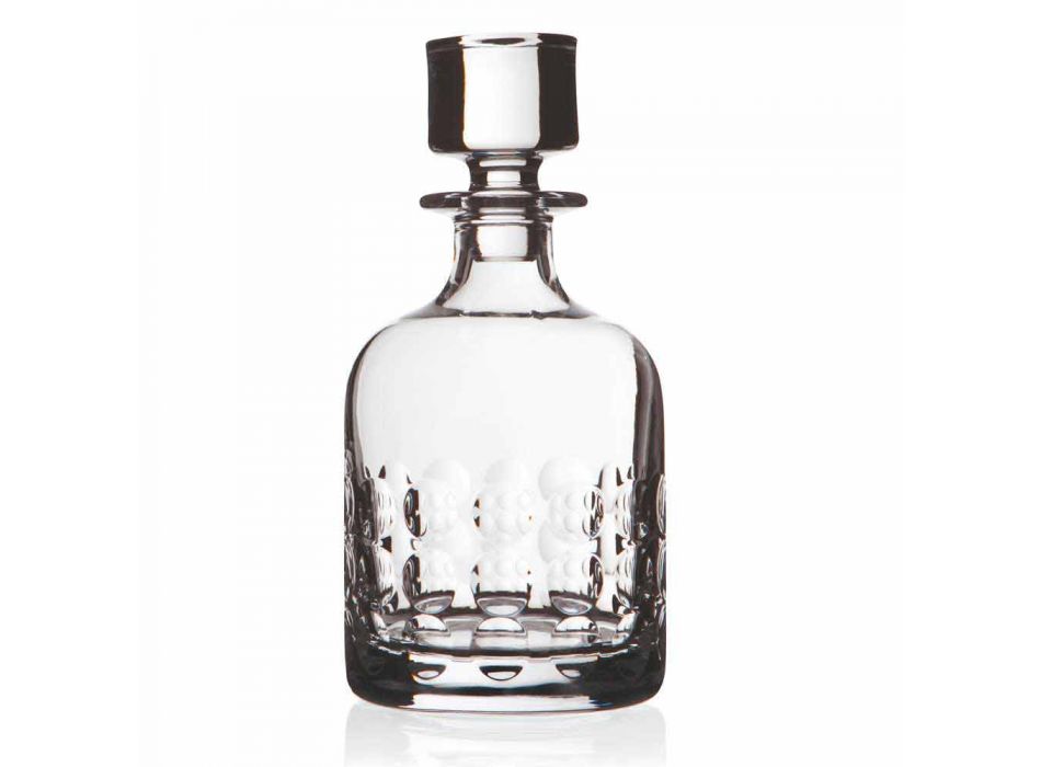 2 Bottiglie per Whisky in Cristallo Ecologico Decorato con Tappo - Titanioball