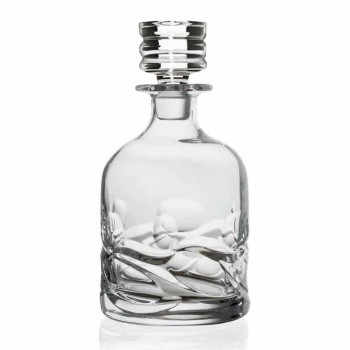 2 Bottiglie Whisky in Cristallo Eco Decorato e Tappo Design di Lusso - Titanio