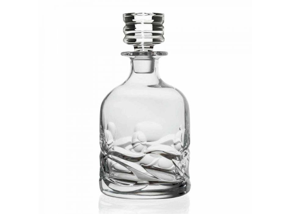 2 Bottiglie Whisky in Cristallo Eco Decorato e Tappo Design di Lusso - Titanio Viadurini