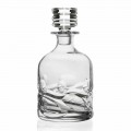 2 Bottiglie Whisky Design in Cristallo Decorato con Tappo, Linea Lusso - Titanio