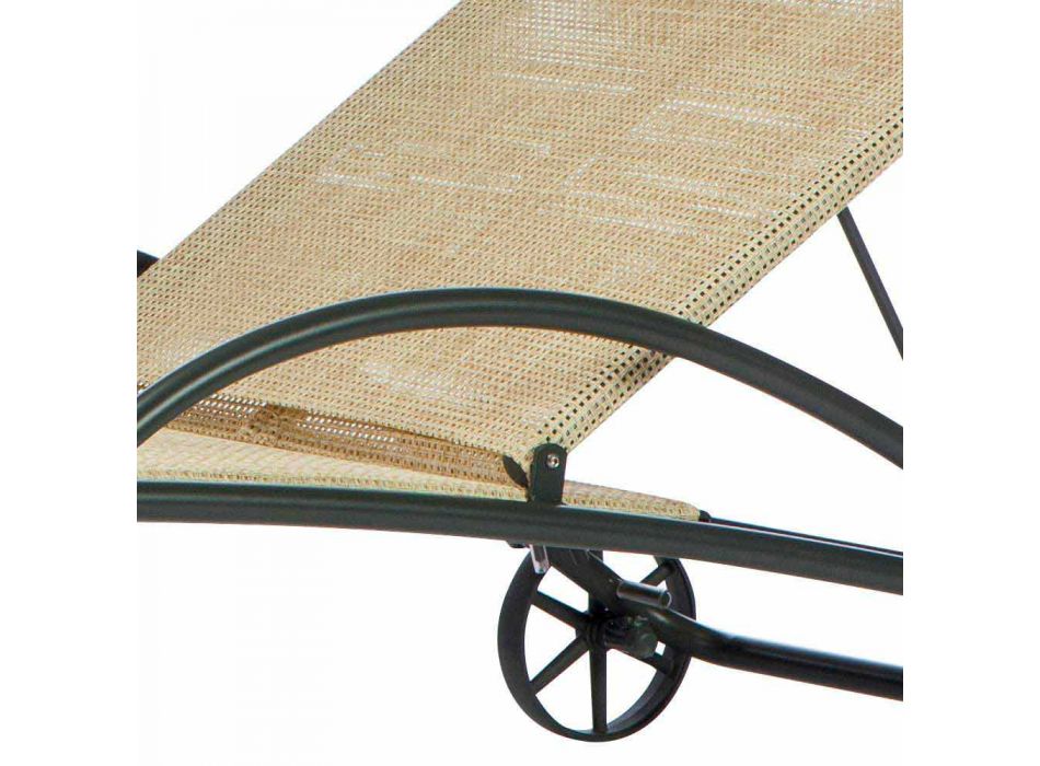 2 Chaise Longue Impilabili da Esterno in Metallo e Tessuto Made in Italy - Perlo Viadurini