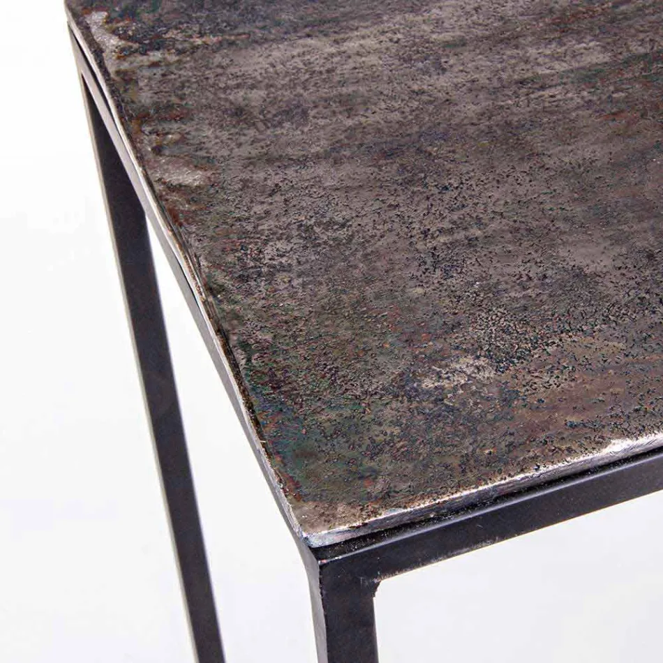 2 Consolle in Acciaio Stile Industriale Design Moderno Homemotion - Sesamo Viadurini