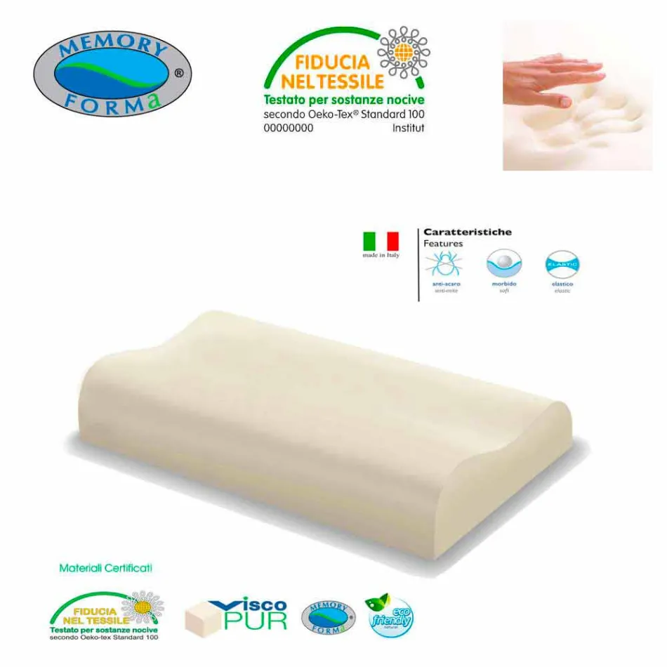 2 cuscini anallergici ergonomici in Memory Foam Memory Cervicale Viadurini