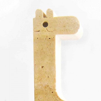 2 Fermalibri in Marmo Travertino a Forma di Giraffa Made in Italy - Morra
