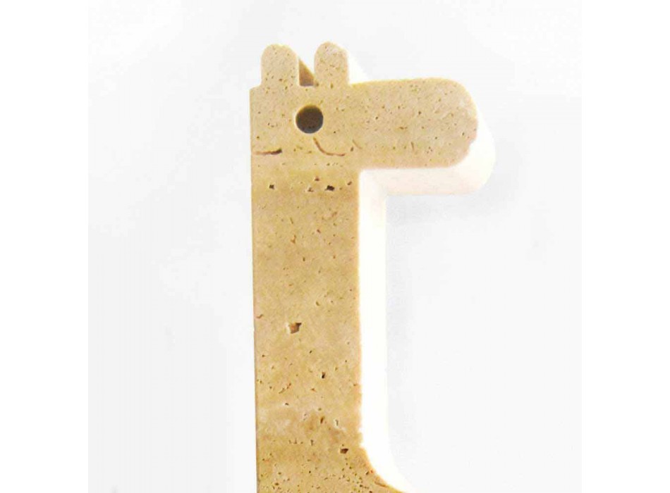 2 Fermalibri in Marmo Travertino a Forma di Giraffa Made in Italy - Morra