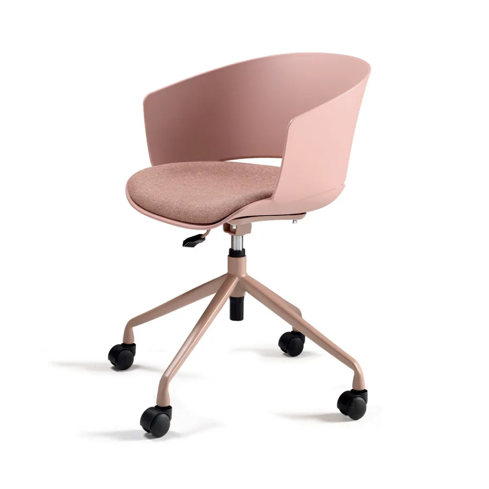 2 Poltroncine Girevoli 180° con Seduta in Polipropilene Imbottita in Tessuto - Renza Viadurini