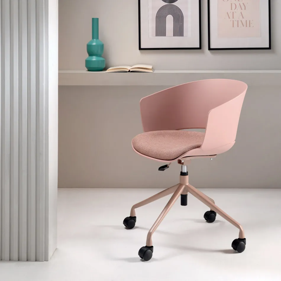 2 Poltroncine Girevoli 180° con Seduta in Polipropilene Imbottita in Tessuto - Renza Viadurini