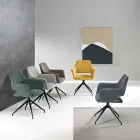 2 Poltroncine Girevoli 180° Imbottite in Tessuto e Struttura in Metallo - Ivana Viadurini