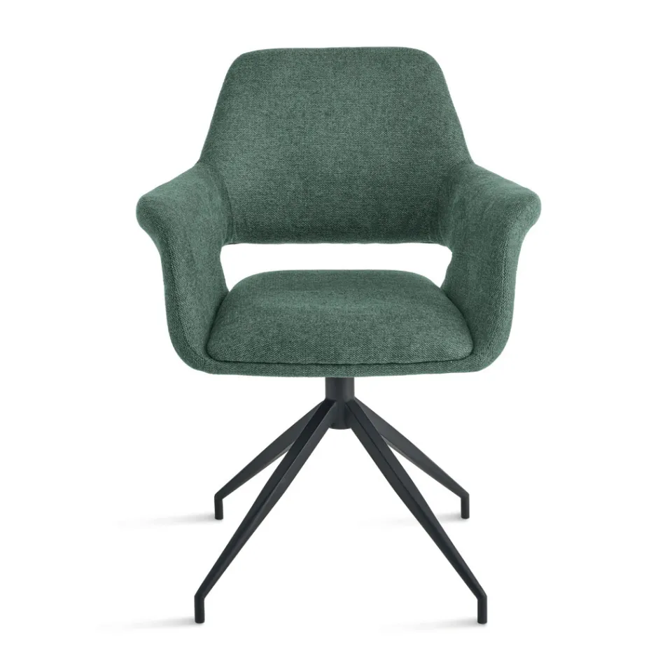 2 Poltroncine Girevoli 180° Imbottite in Tessuto e Struttura in Metallo - Ivana Viadurini