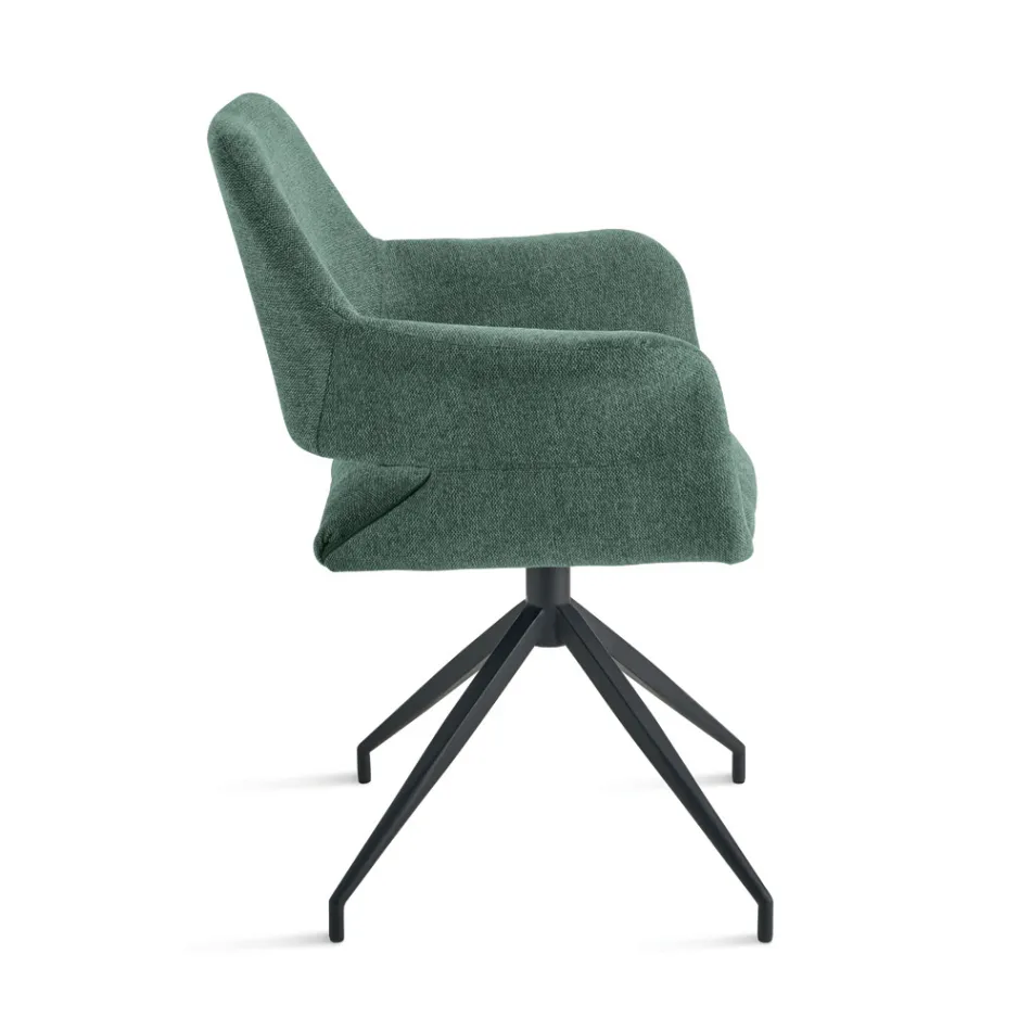 2 Poltroncine Girevoli 180° Imbottite in Tessuto e Struttura in Metallo - Ivana Viadurini