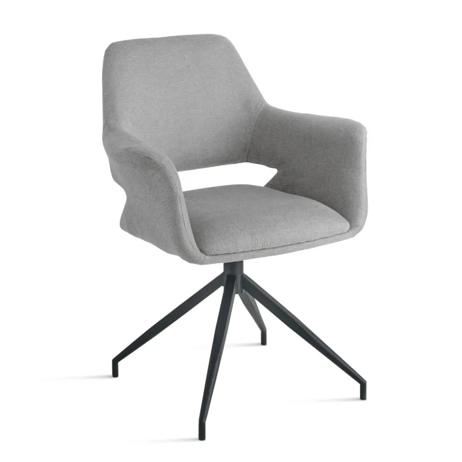 2 Poltroncine Girevoli 180° Imbottite in Tessuto e Struttura in Metallo - Ivana Viadurini