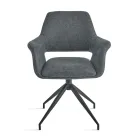 2 Poltroncine Girevoli 180° Imbottite in Tessuto e Struttura in Metallo - Ivana Viadurini