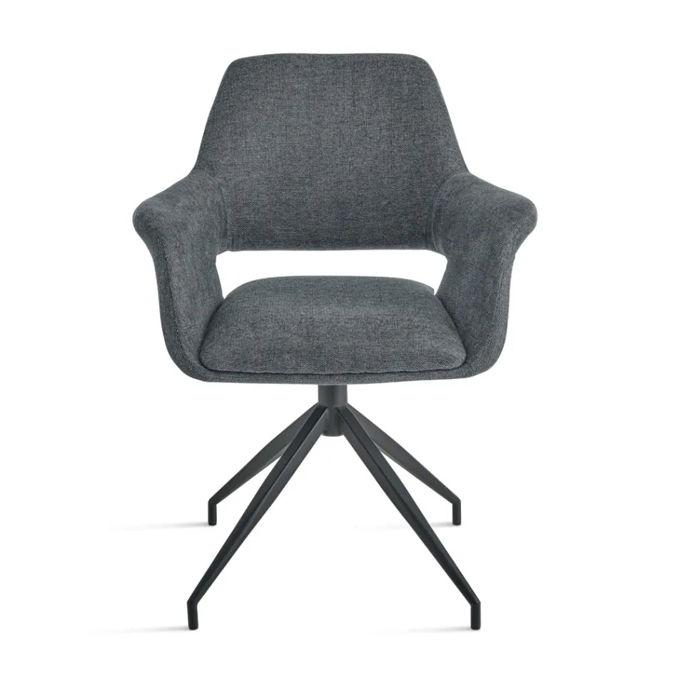 2 Poltroncine Girevoli 180° Imbottite in Tessuto e Struttura in Metallo - Ivana Viadurini