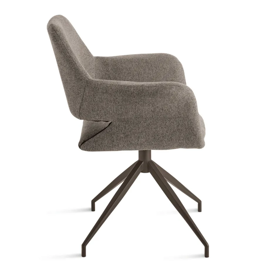 2 Poltroncine Girevoli 180° Imbottite in Tessuto e Struttura in Metallo - Ivana Viadurini