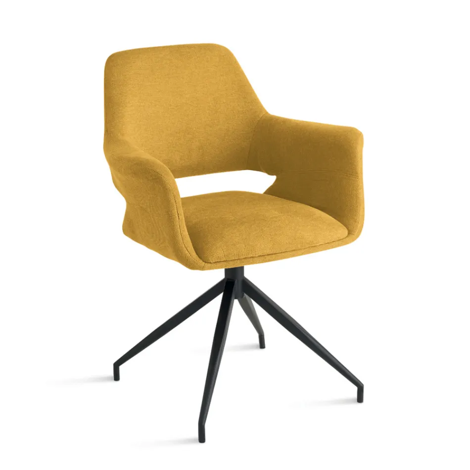 2 Poltroncine Girevoli 180° Imbottite in Tessuto e Struttura in Metallo - Ivana Viadurini