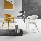 2 Poltroncine Imbottite in Tessuto Bouclè con Struttura Rivestita - Domenica Viadurini