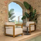 2 Poltrone con Tavolino in Alluminio con Trasferimento Termico Effetto Legno - Camper Viadurini