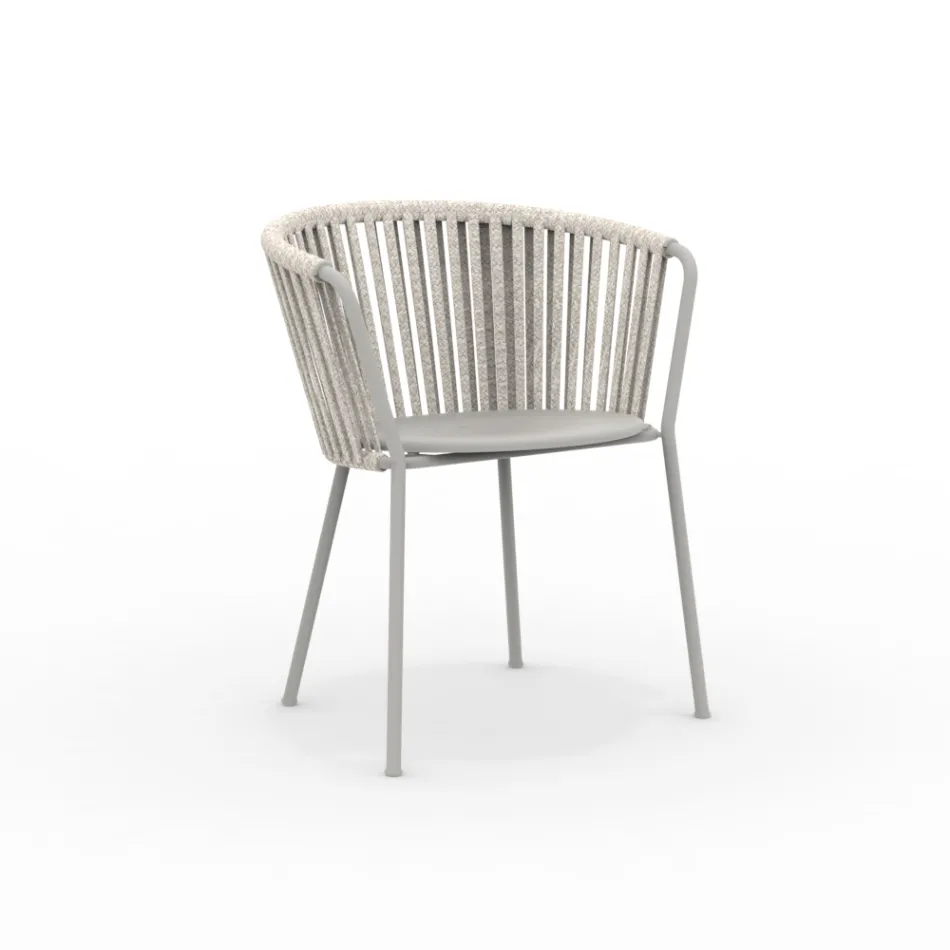 2 Poltrone da Giardino in Acciaio Inox e Schienale in Corda - Luxura Viadurini