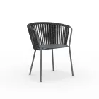 2 Poltrone da Giardino in Acciaio Inox e Schienale in Corda - Luxura Viadurini