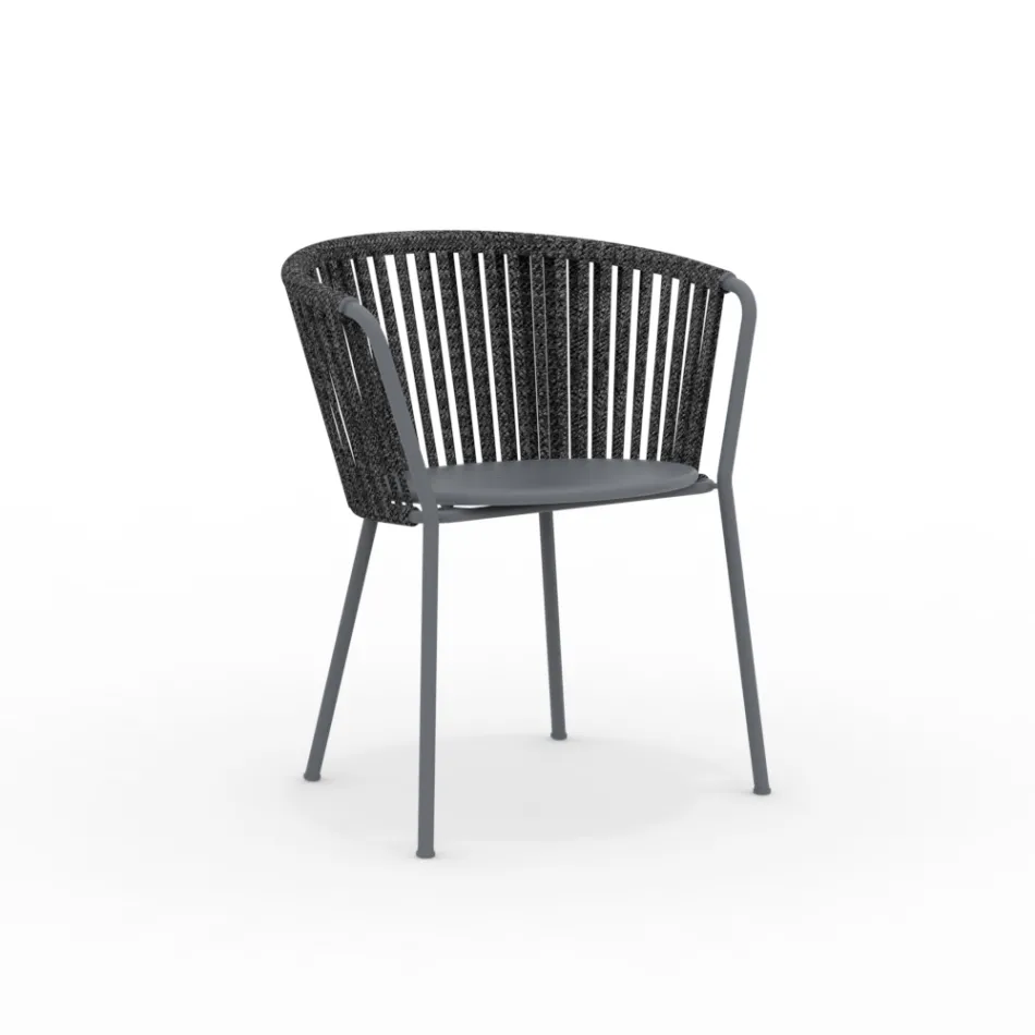 2 Poltrone da Giardino in Acciaio Inox e Schienale in Corda - Luxura Viadurini