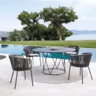 2 Poltrone da Giardino in Acciaio Inox e Schienale in Corda - Luxura Viadurini