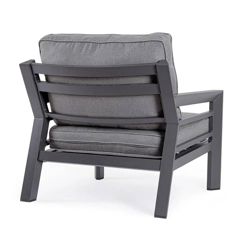 2 Poltrone da Giardino in Alluminio e Cuscini Seduta in Tessuto - Point Viadurini