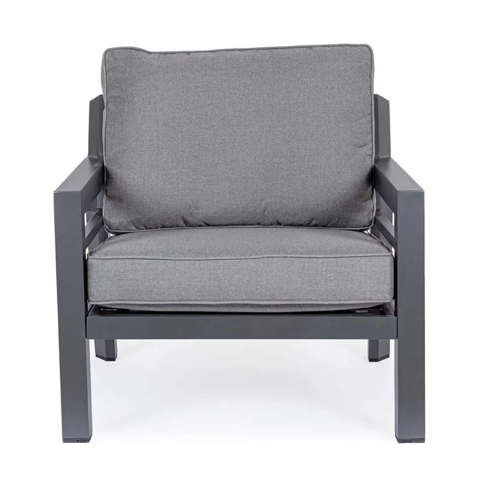 2 Poltrone da Giardino in Alluminio e Cuscini Seduta in Tessuto - Point Viadurini