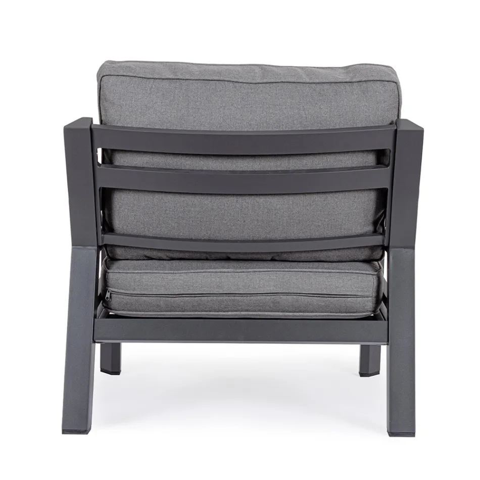 2 Poltrone da Giardino in Alluminio e Cuscini Seduta in Tessuto - Point Viadurini