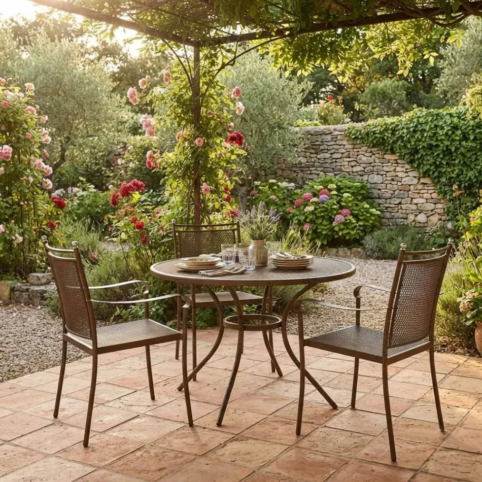 2 Poltrone da Giardino in Metallo dal Design Classico Made in Italy - Solis Viadurini