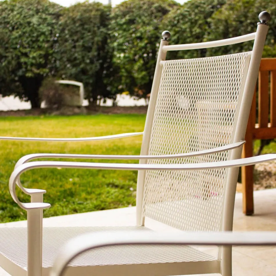 2 Poltrone da Giardino in Metallo dal Design Classico Made in Italy - Solis Viadurini