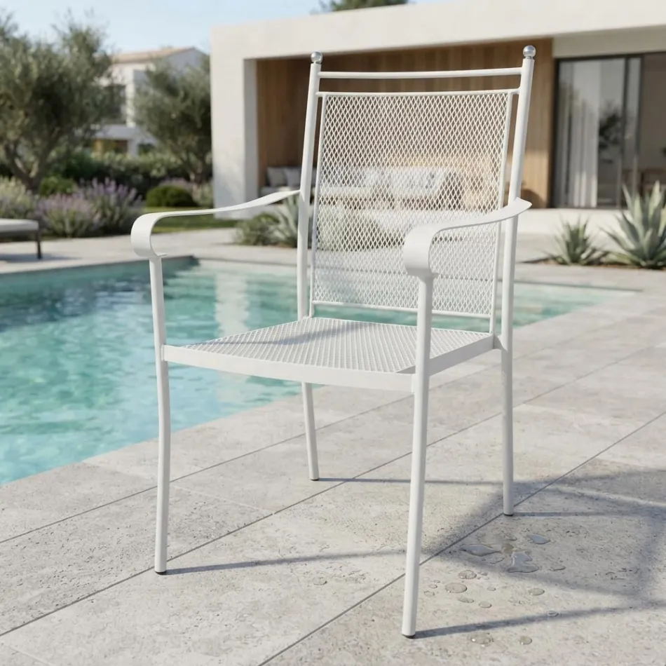 2 Poltrone da Giardino in Metallo dal Design Classico Made in Italy - Solis Viadurini