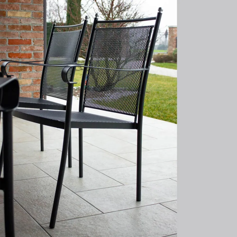 2 Poltrone da Giardino in Metallo dal Design Classico Made in Italy - Solis Viadurini