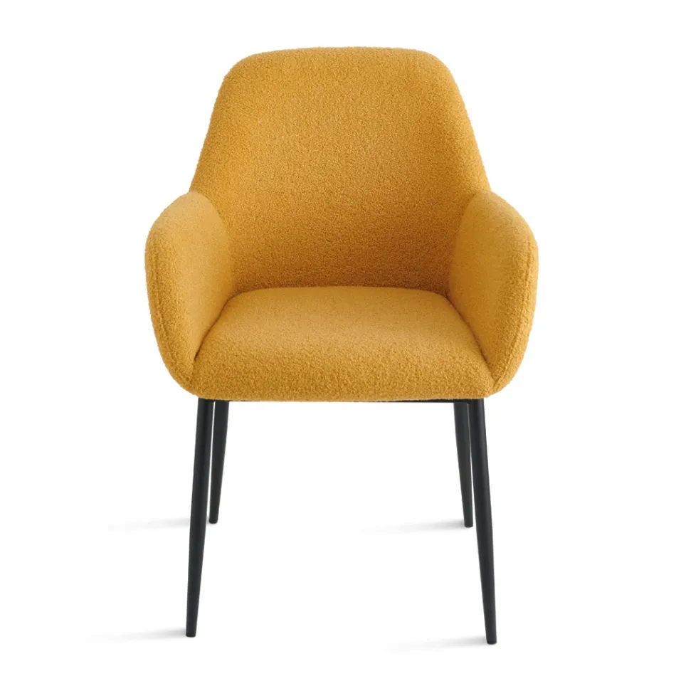 2 Poltrone in Tessuto Bouclè in Diversi Colori e Struttura in Metallo - Teodora Viadurini