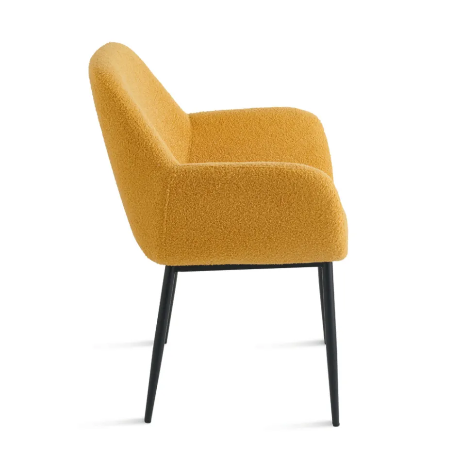 2 Poltrone in Tessuto Bouclè in Diversi Colori e Struttura in Metallo - Teodora Viadurini