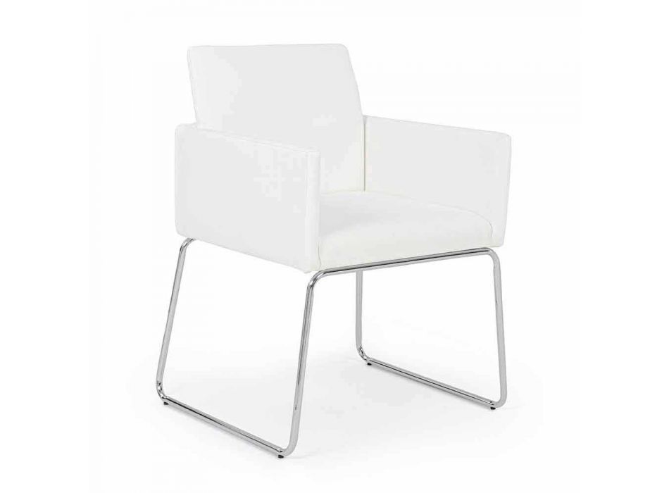2 Sedie con Braccioli Rivestite in Similpelle Design Moderno Homemotion - Farra