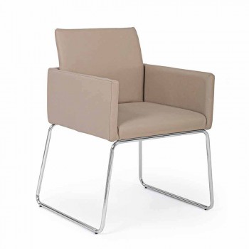 2 Sedie con Braccioli Rivestite in Similpelle Design Moderno Homemotion - Farra